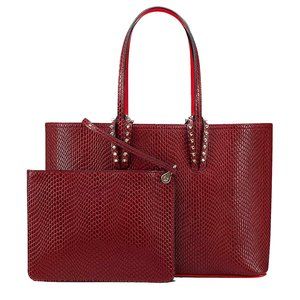 Christian Louboutin Cabata Snake Embossed Leather Tote